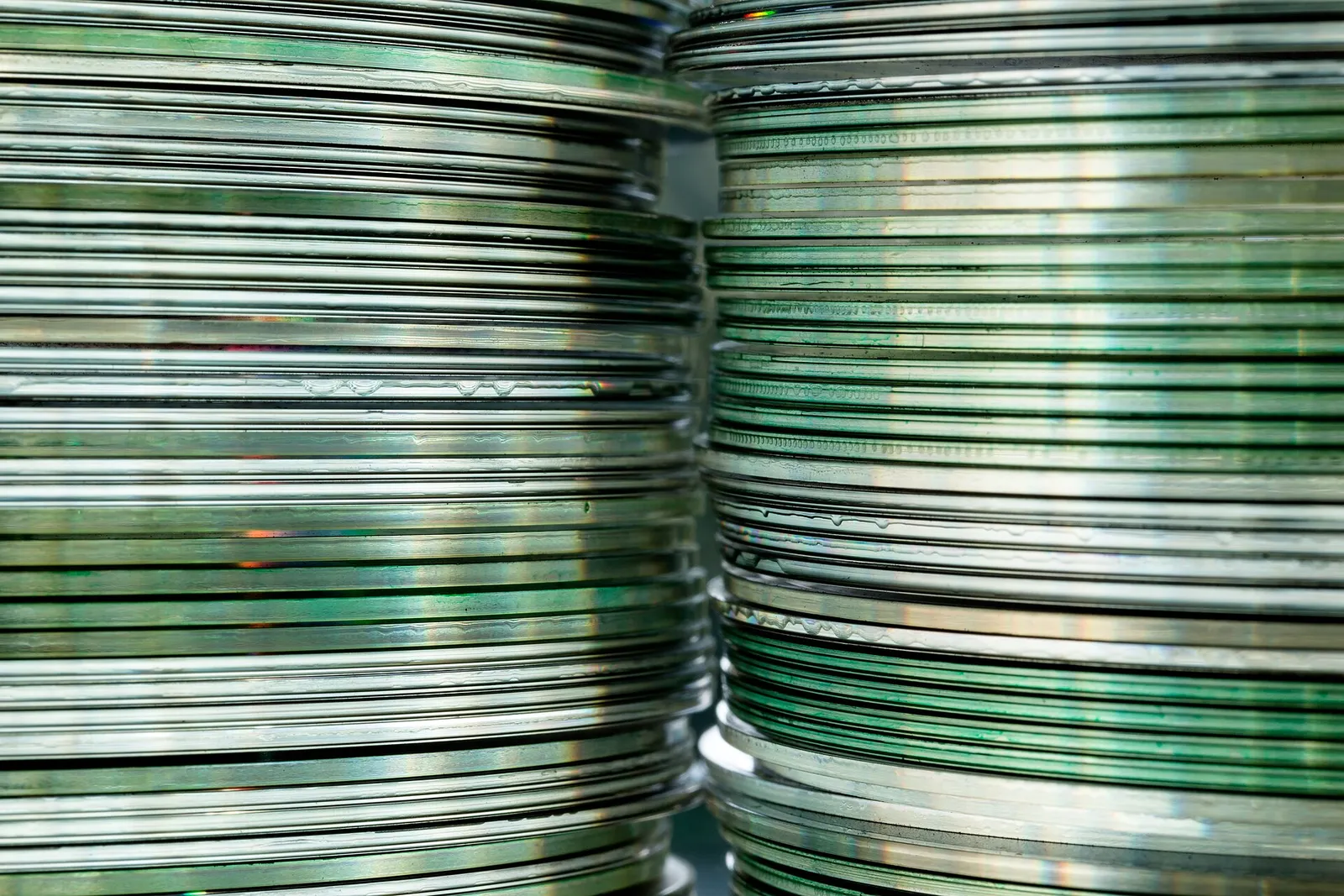 A row of compact discs