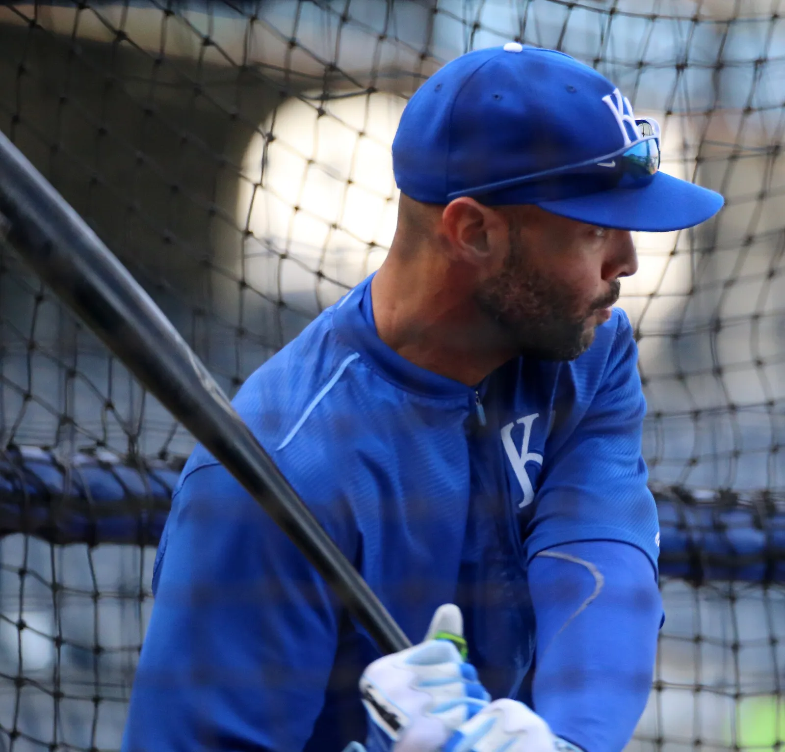 A Major League Baseball player takes batting practice (file image)