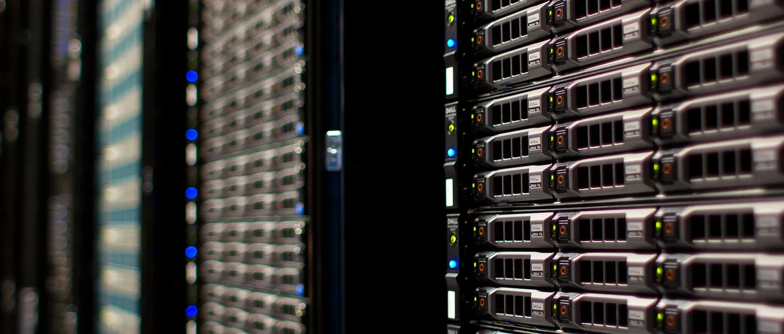 Racks of servers in a data center