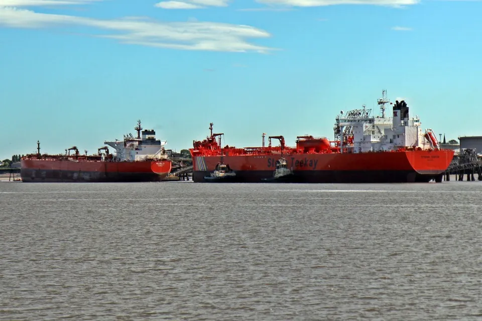 Oil tankers at an oil terminal