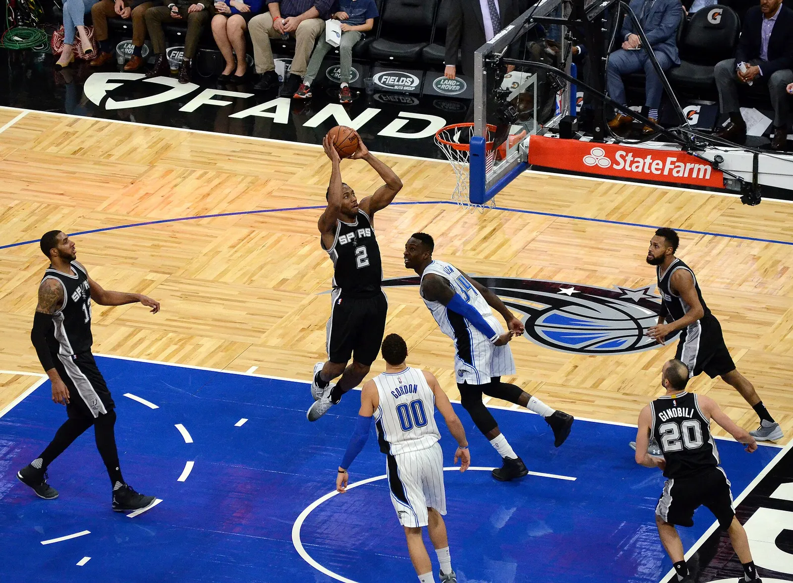 Kawhi Leonard rises for a dunk during an NBA game