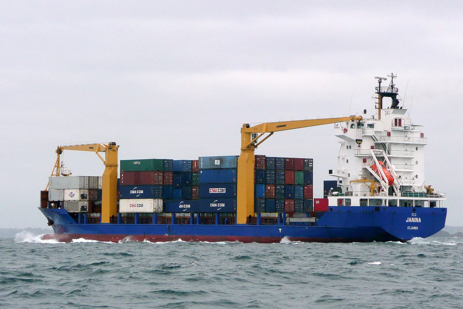 A container ship carrying cargo