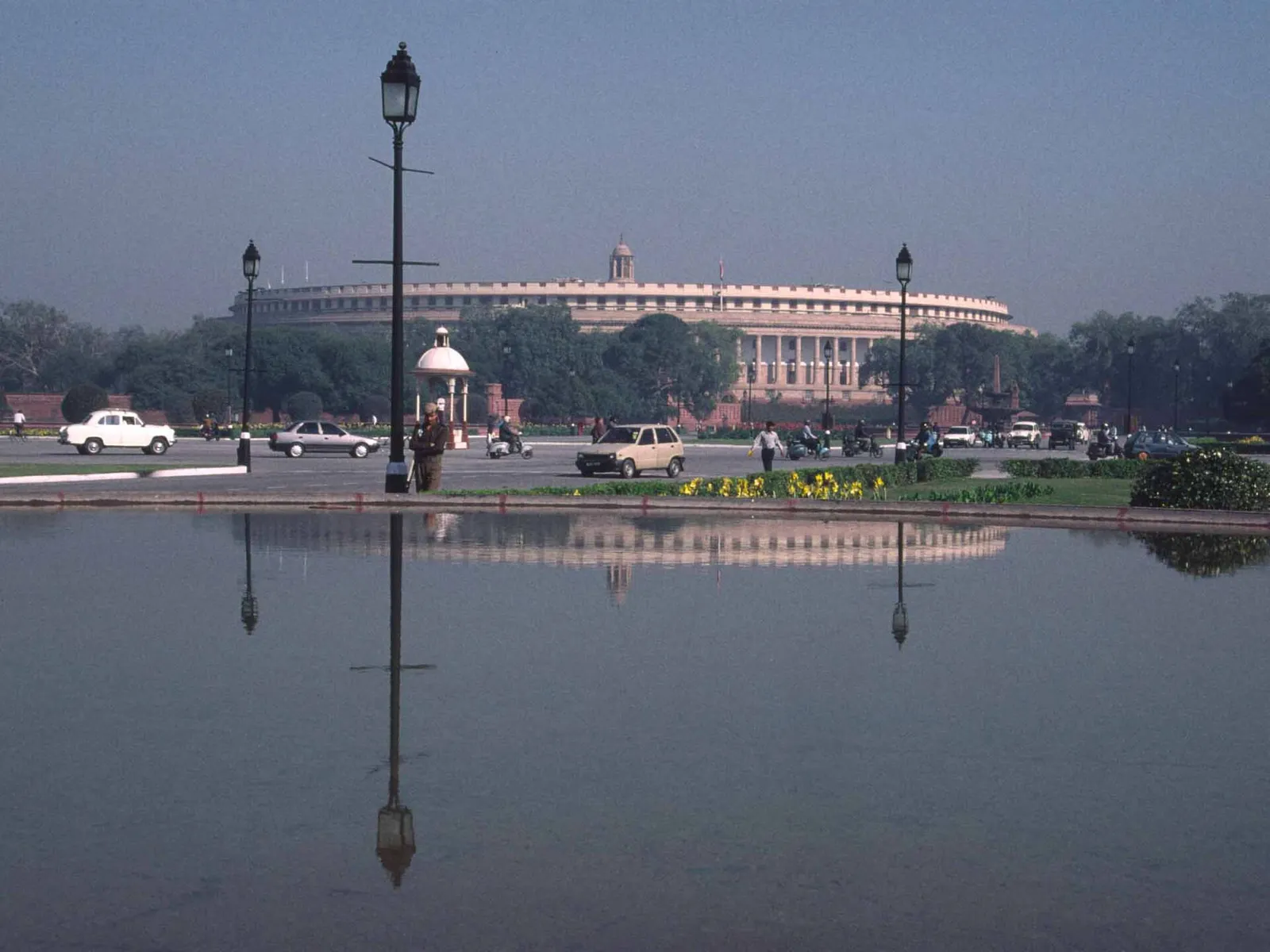 The Indian parliament building in New Delhi