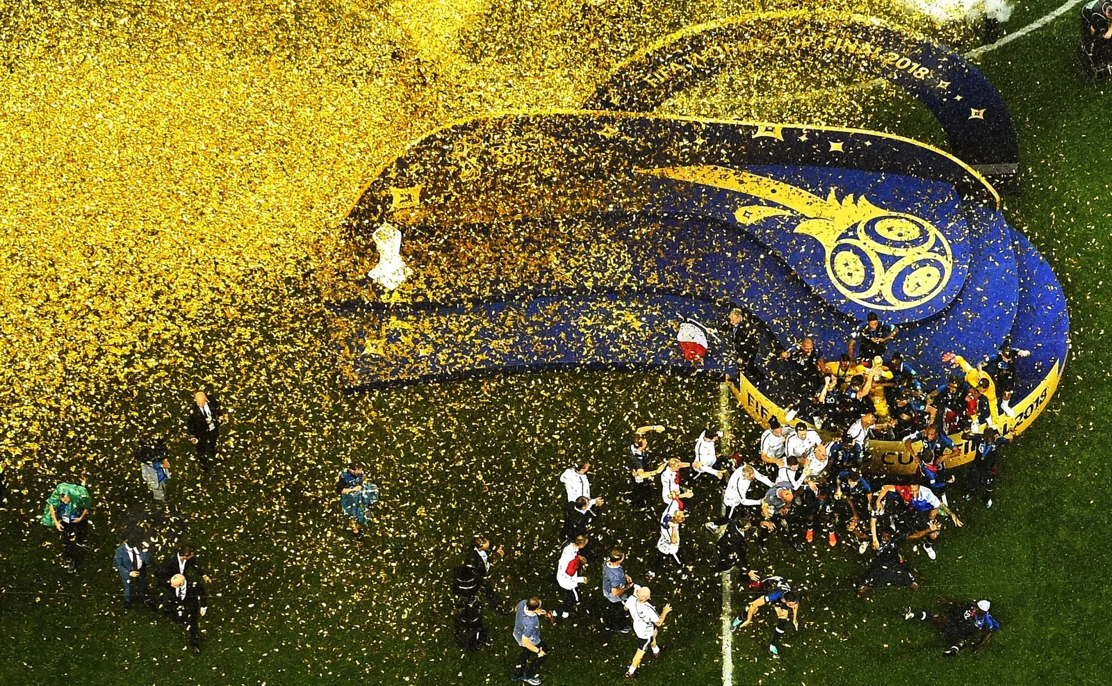 Players celebrate on the pitch at a World Cup (file photo)