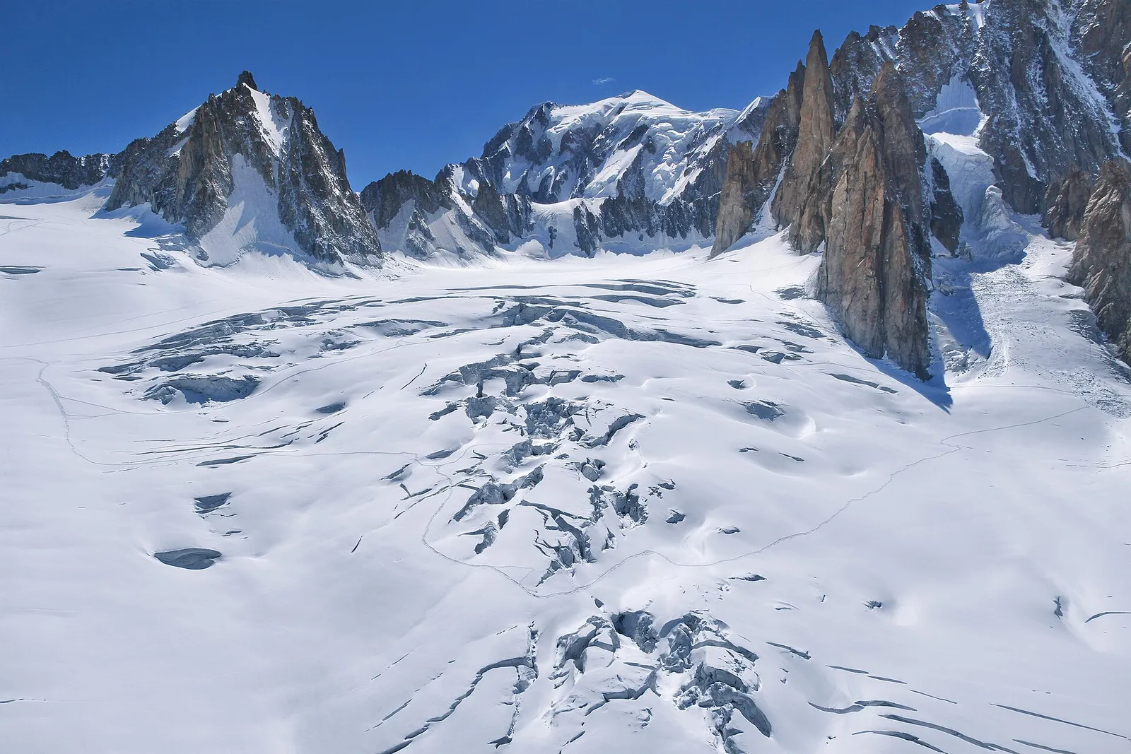 A glacier in the Alps near Mont Blanc (file photograph)