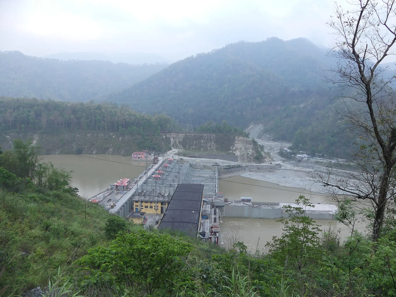 A hydroelectric dam across the Teesta River in Sikkim, India
