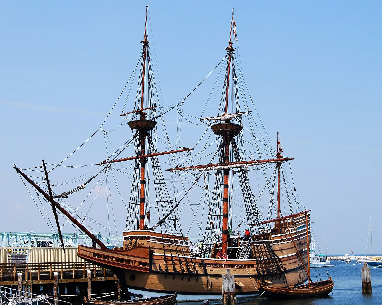 Mayflower II, a replica of the Pilgrims' ship, at Plymouth (file photograph)