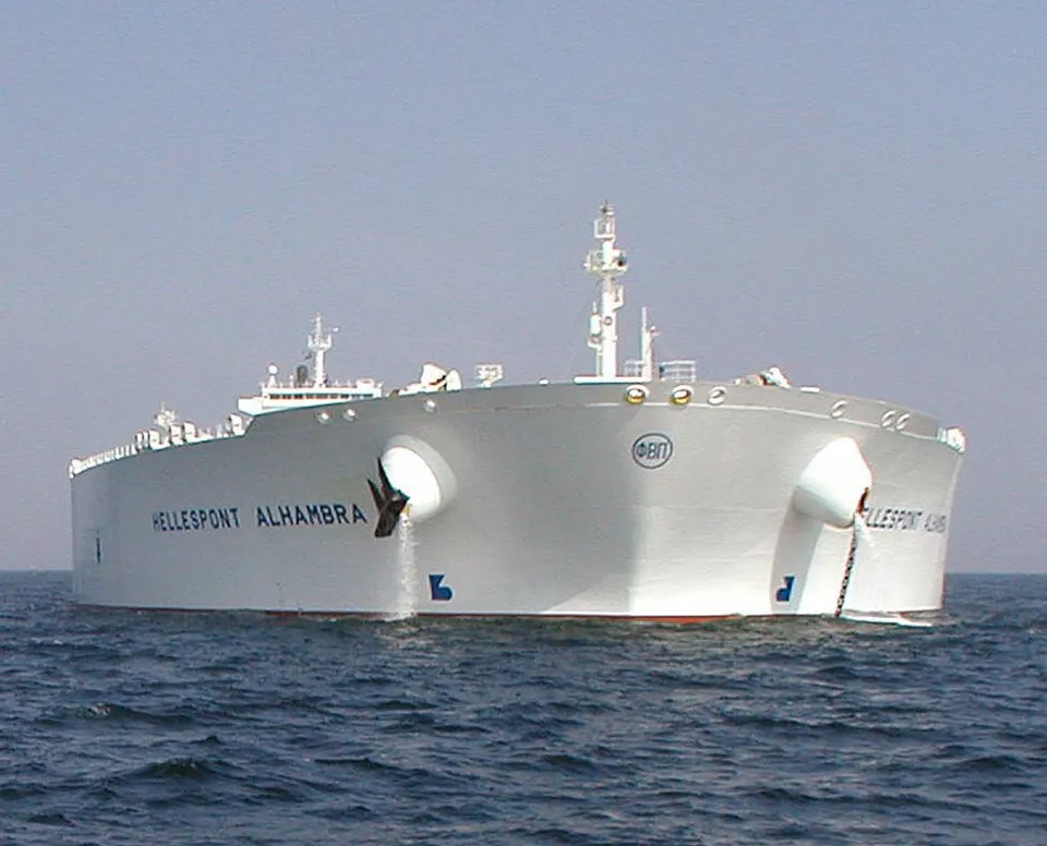 A large oil tanker at sea