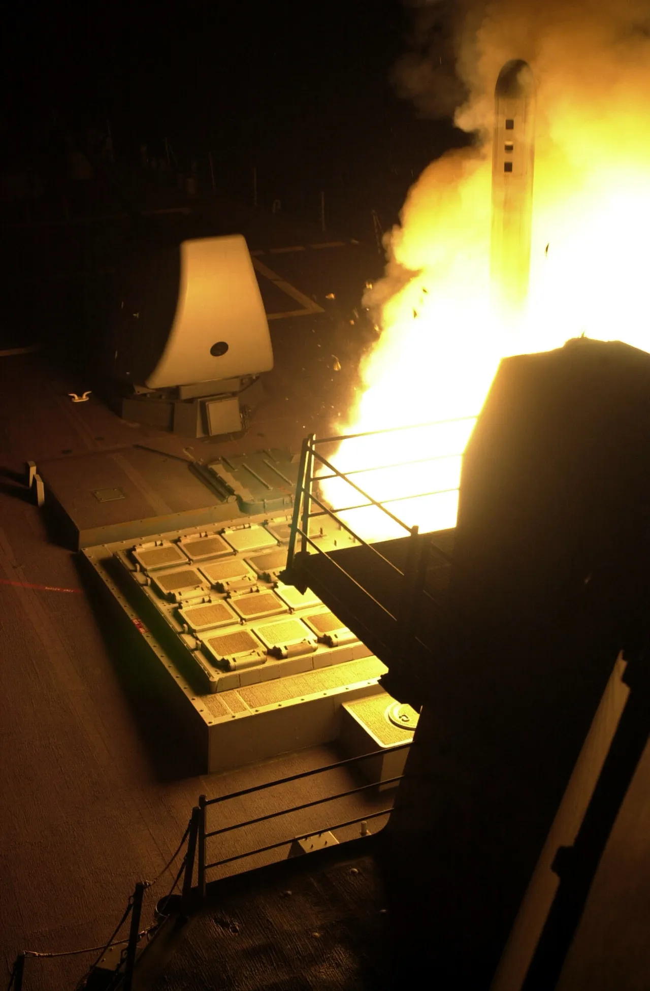 A cruise missile launches from a US Navy warship (file image)