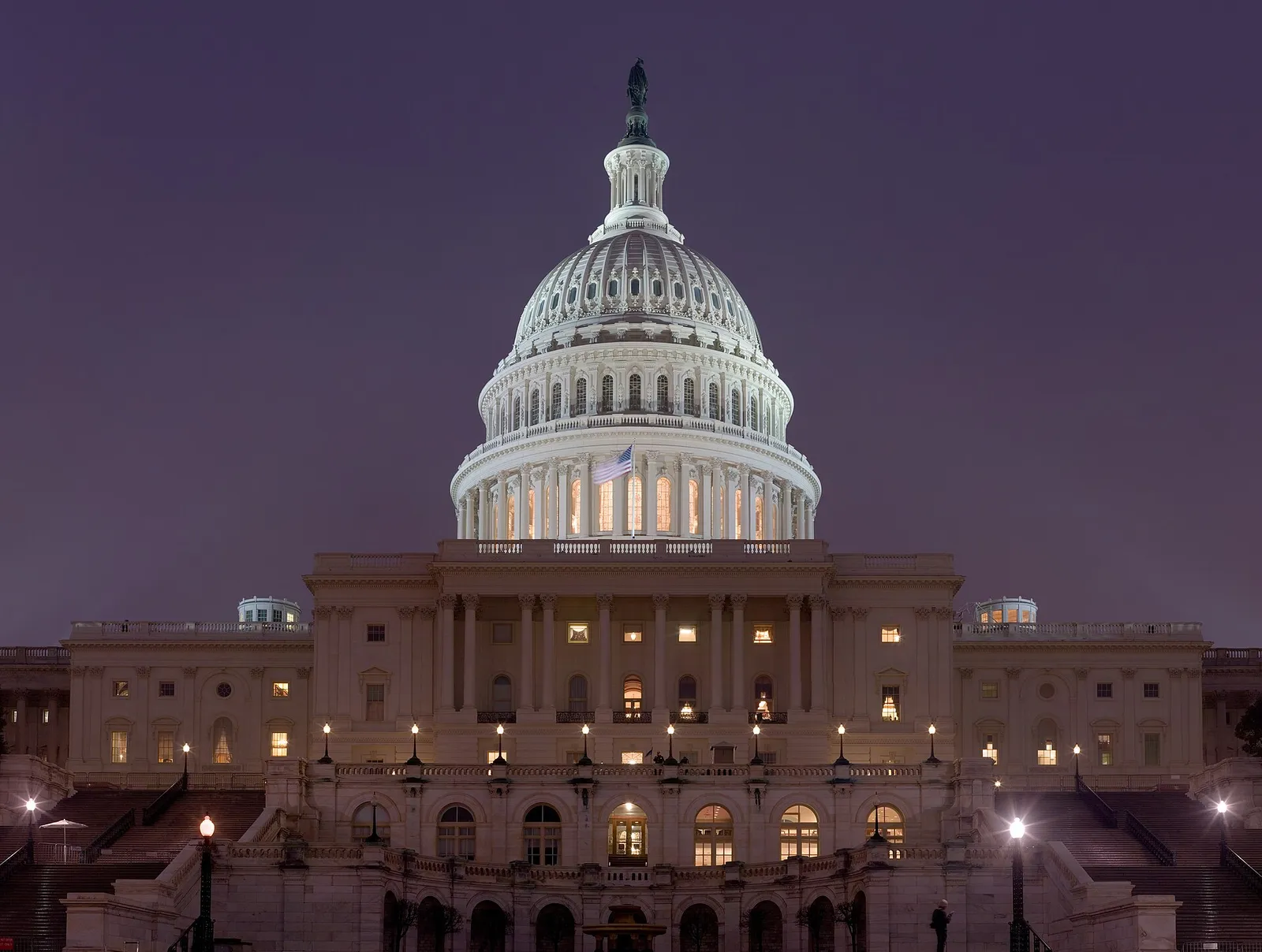 The United States Capitol at night (file image)