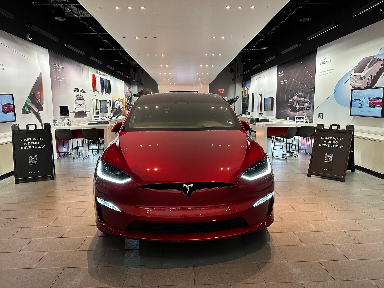 A Tesla car in a showroom (file photograph)
