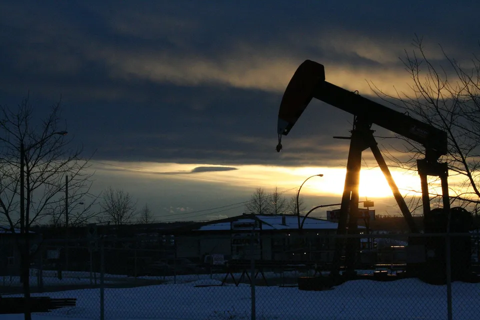 An oil pump jack at work