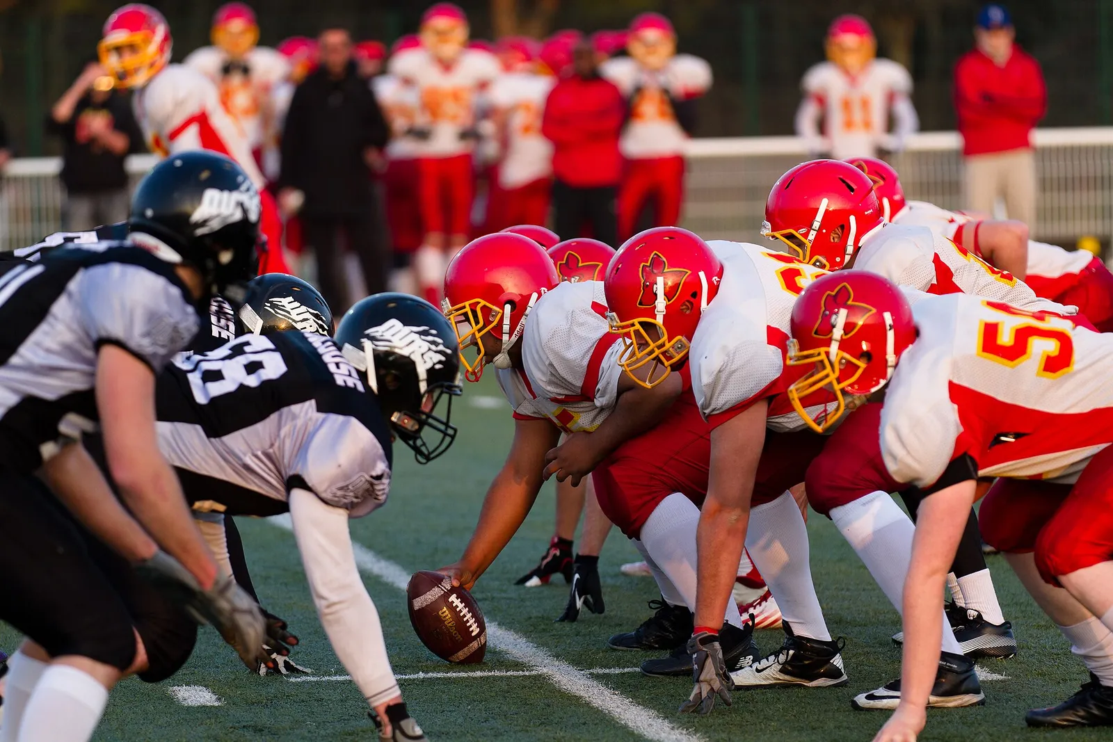 Players in a game of American football