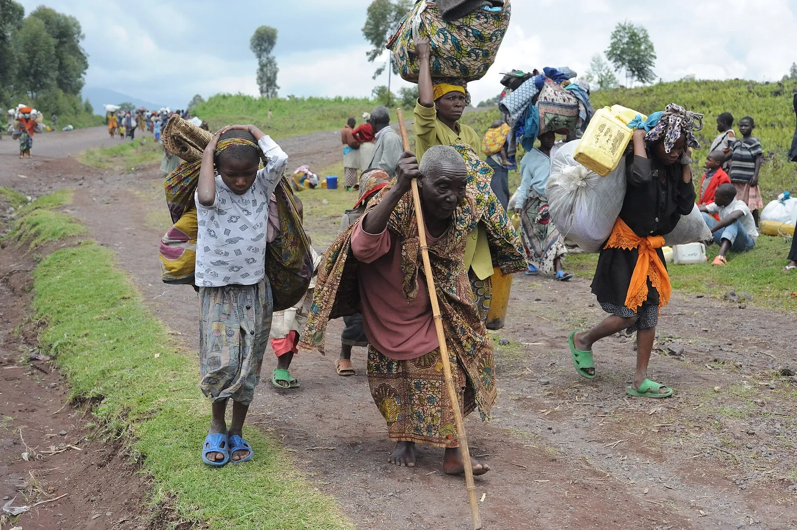 Displaced villagers near Kibati, in the Democratic Republic of the Congo (file image)