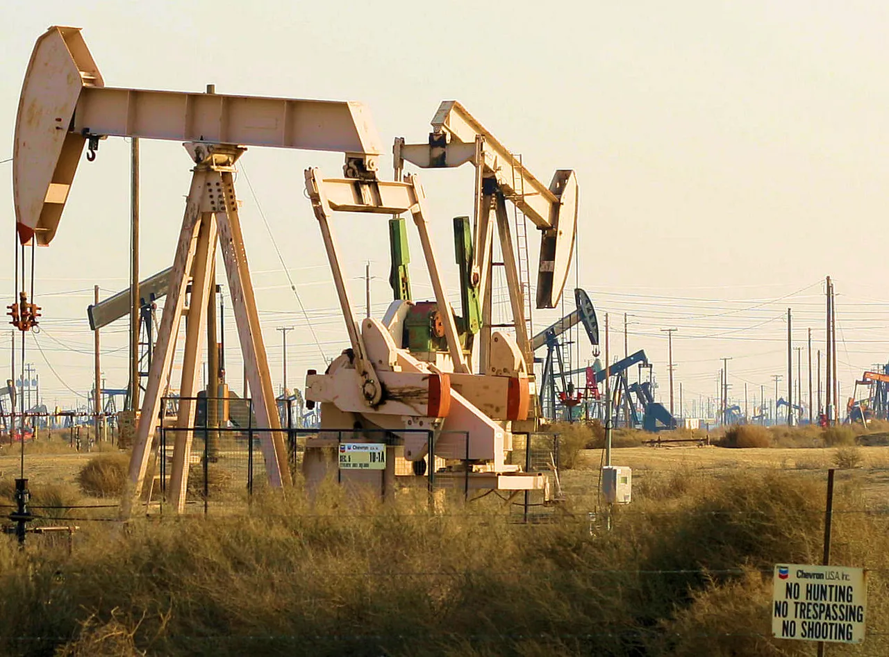 An oil pump jack at an oil field in California