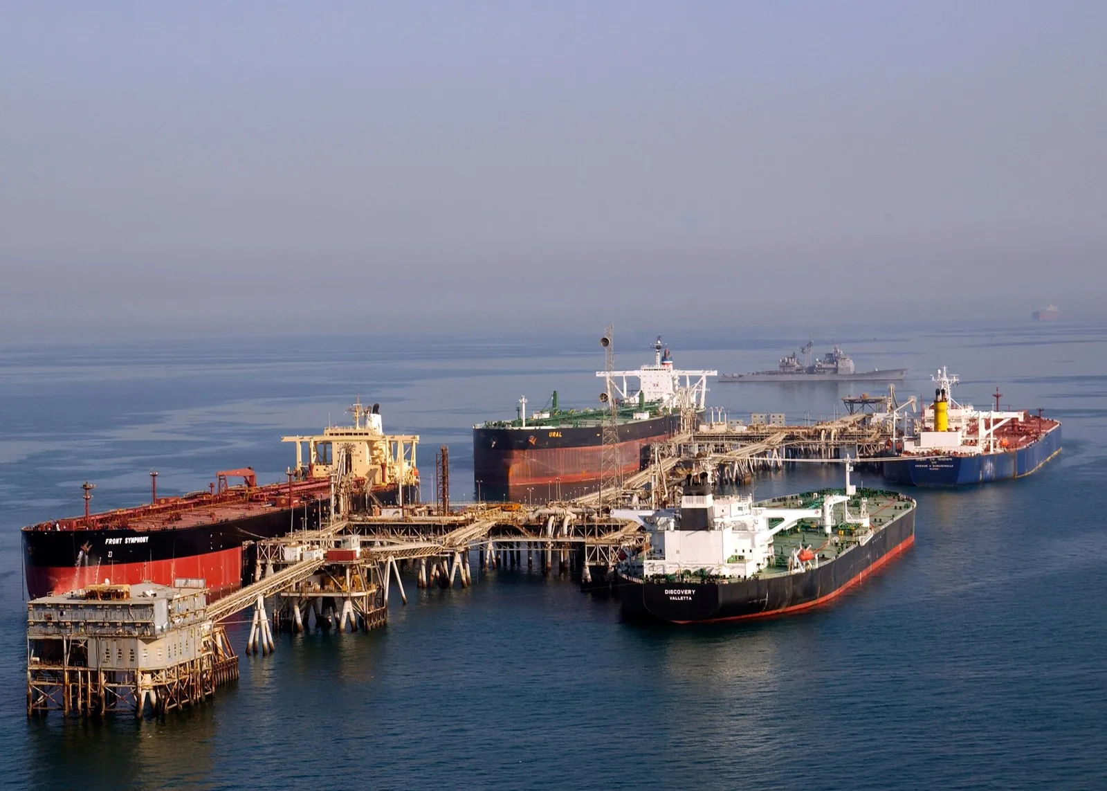 Tankers at the Al Basra Oil Terminal off Iraq