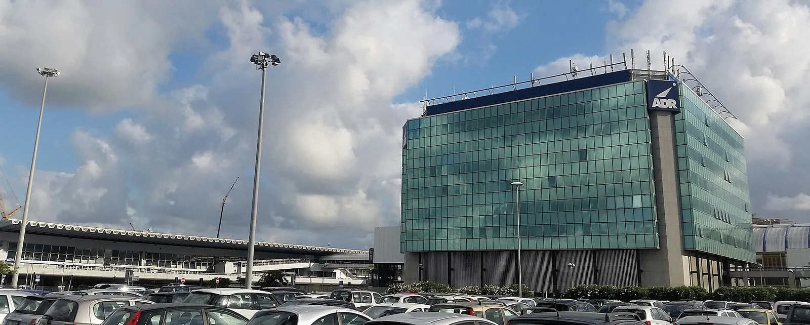 A glass office tower