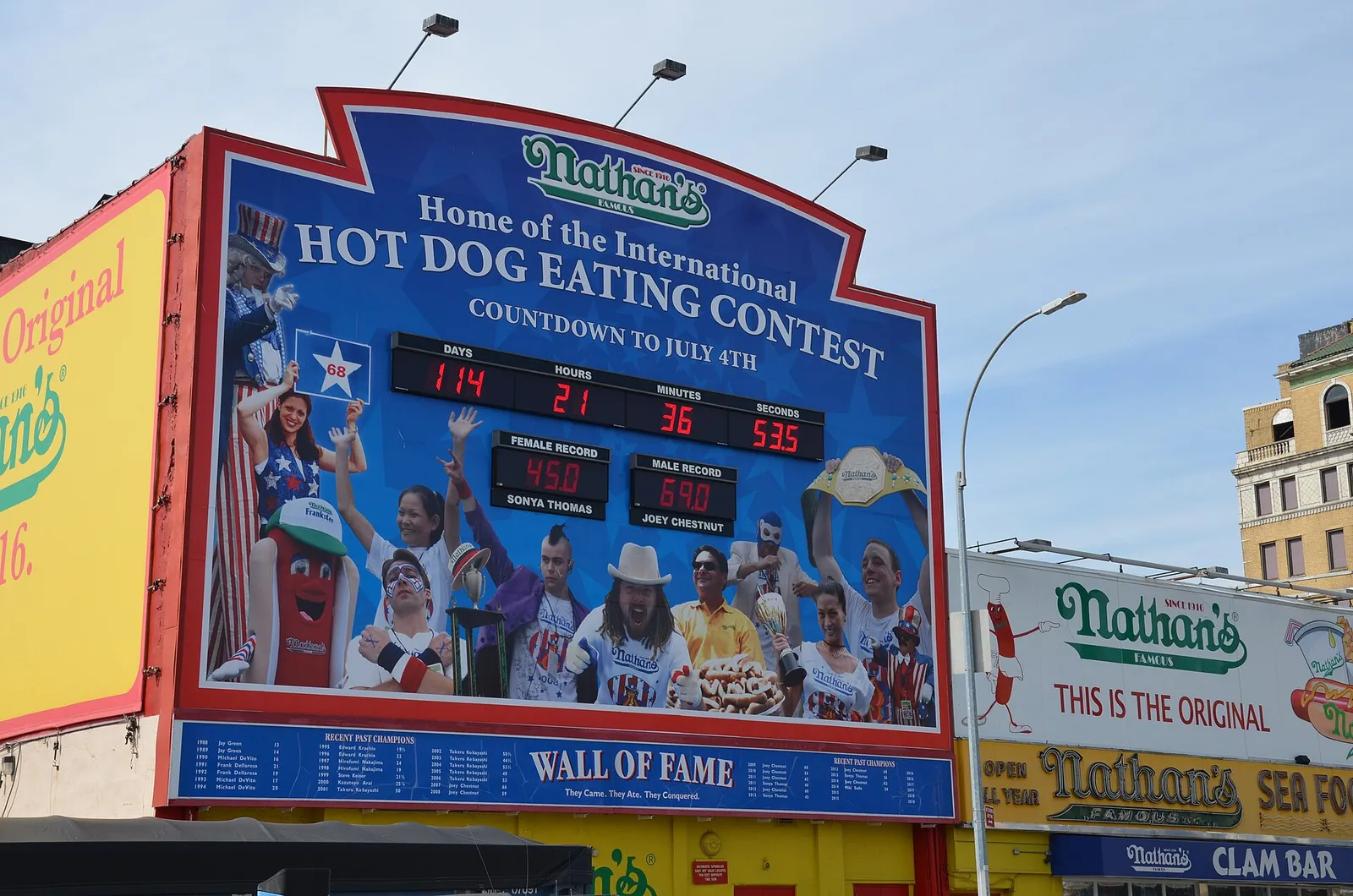 The Nathan's Famous flagship stand at Coney Island, New York