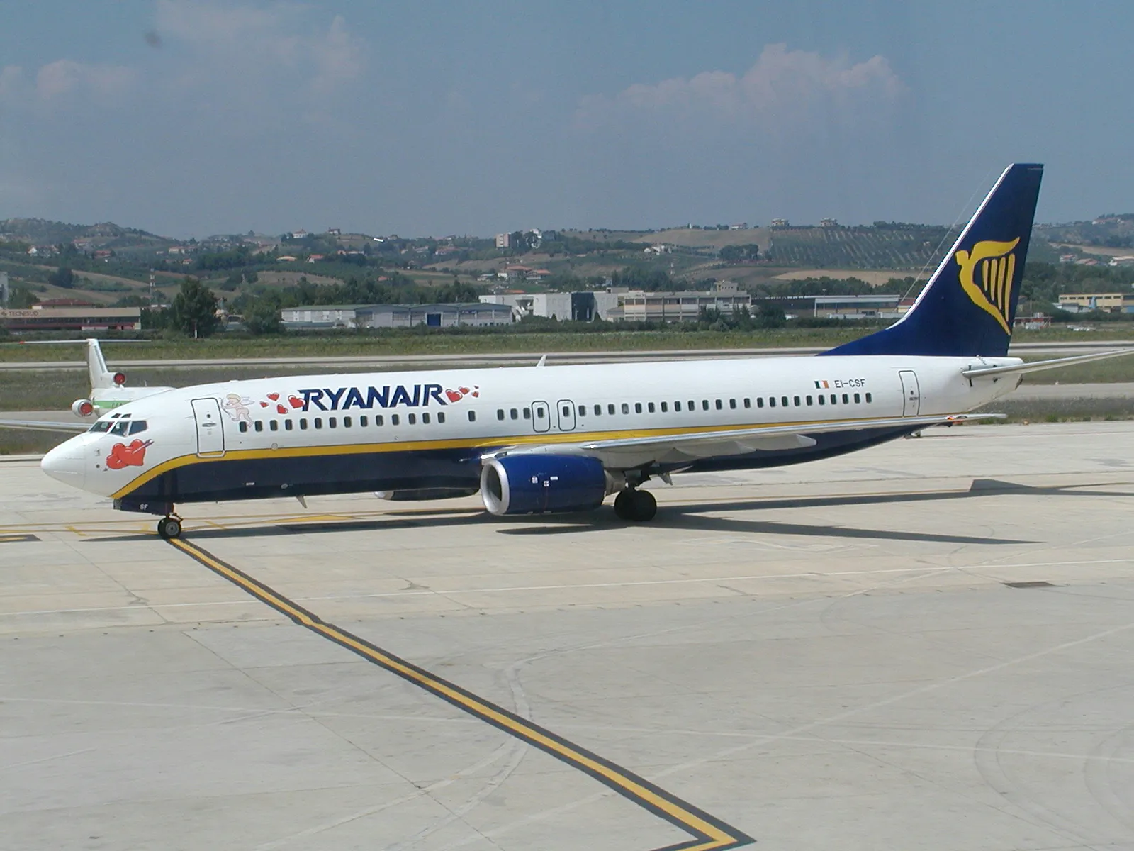 A Ryanair aircraft at an airport