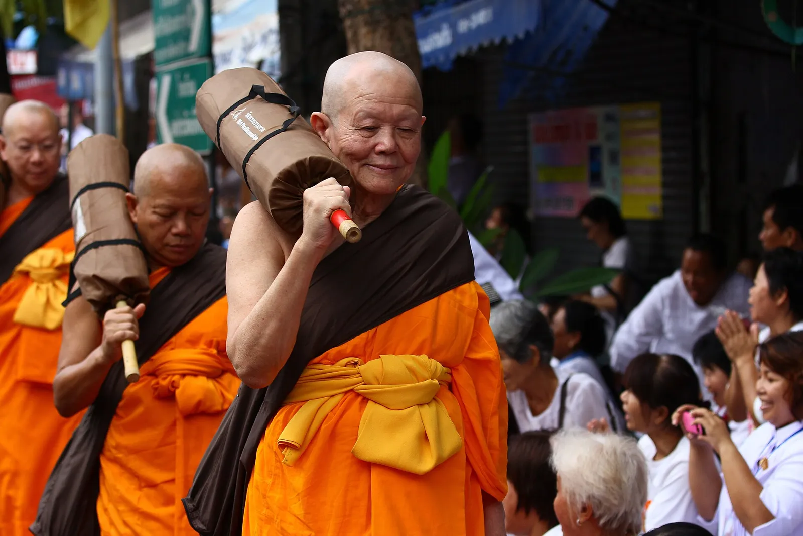 Buddhist monks walk in a procession in Thailand (file photograph)