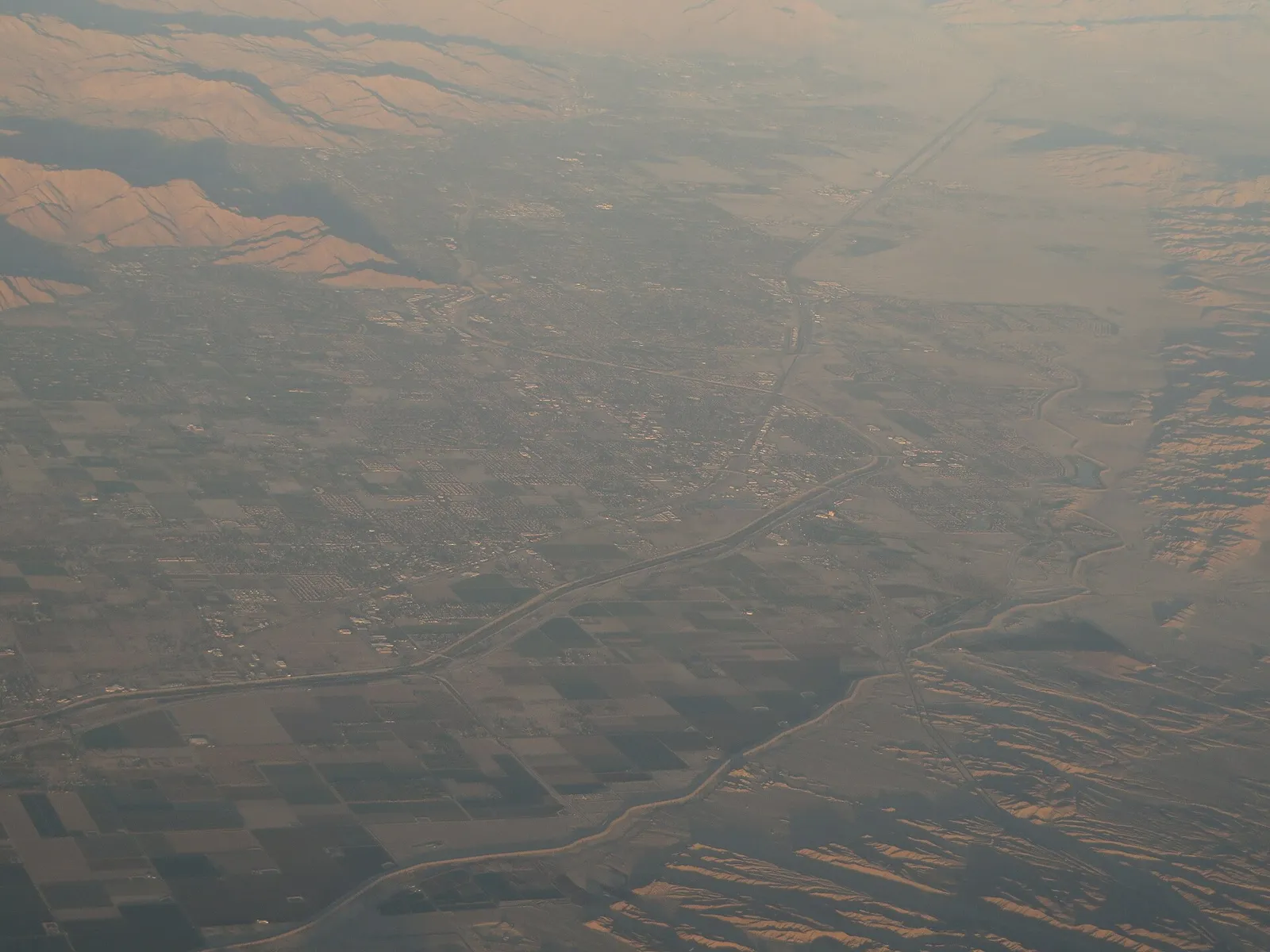 An aerial view of a strike-slip fault landscape (illustrative)