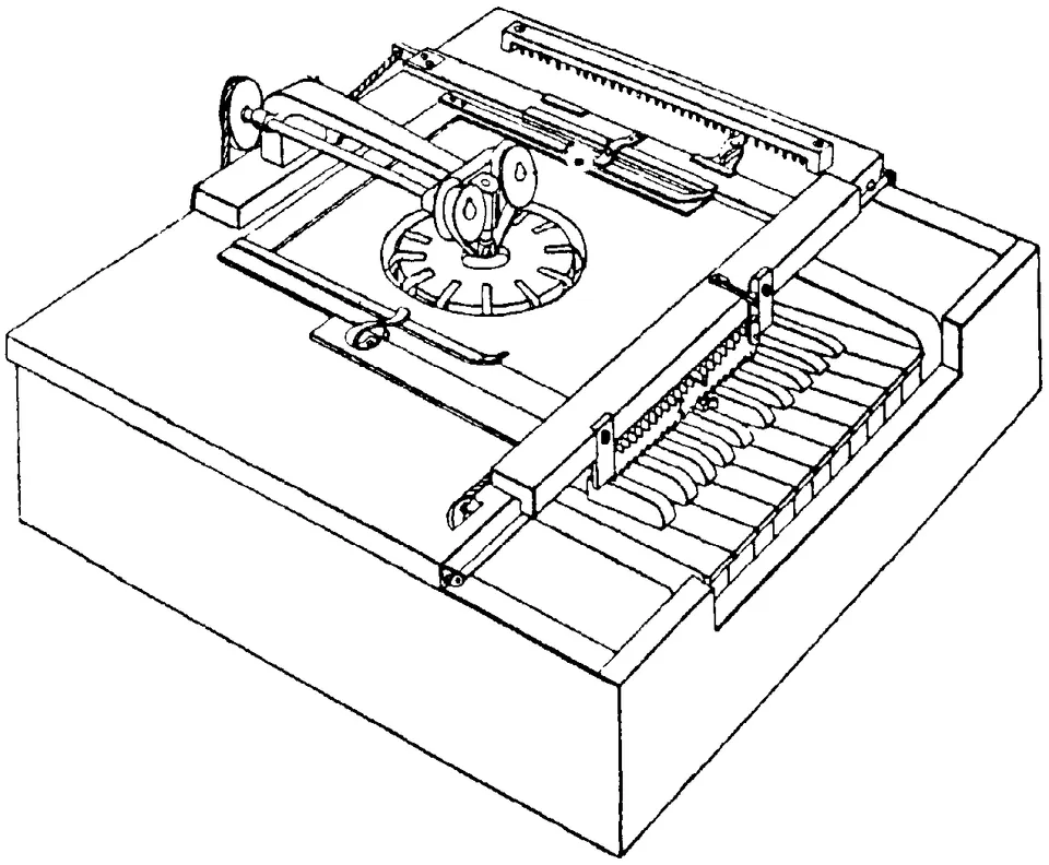 An illustration of the Sholes, Glidden and Soulé typewriter