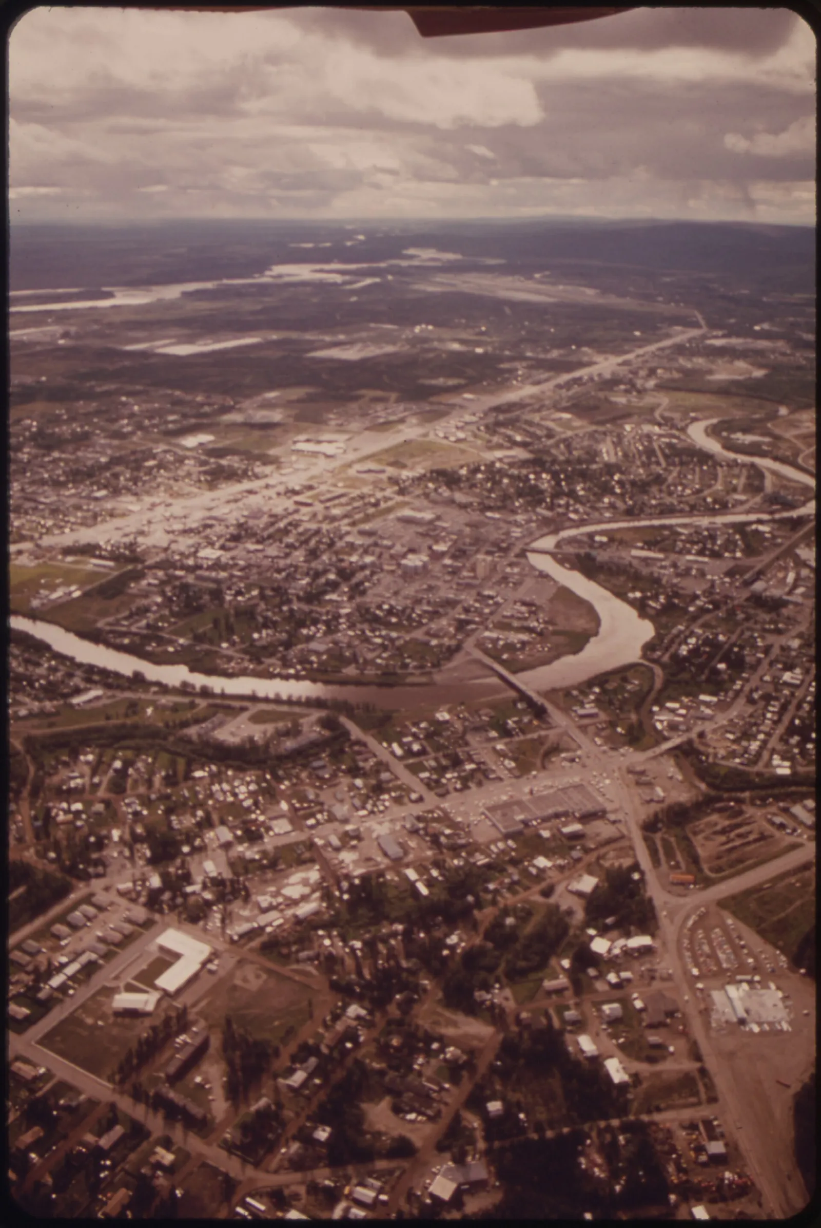 Downtown Fairbanks, Alaska, with the Chena River running through it