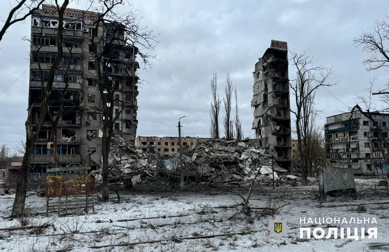 Destruction in the Ukrainian town of Avdiivka after a Russian attack